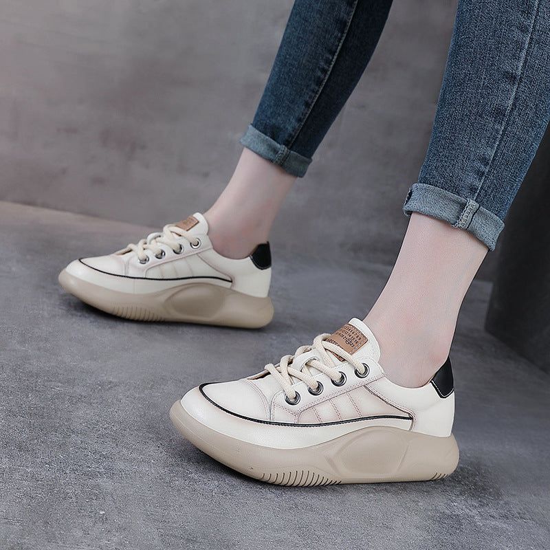 Hundred board shoes leather casual shoes women