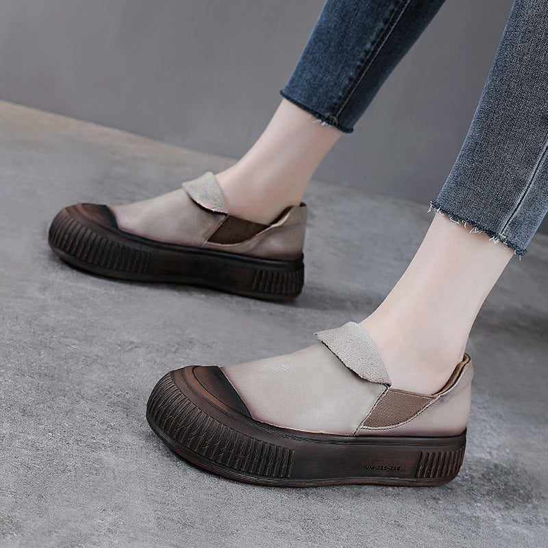 Head layer cowhide thick sole casual shoes