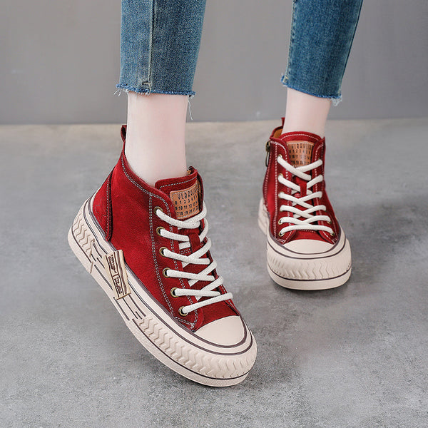 Head Cowhide Retro Thick Sole Sneakers